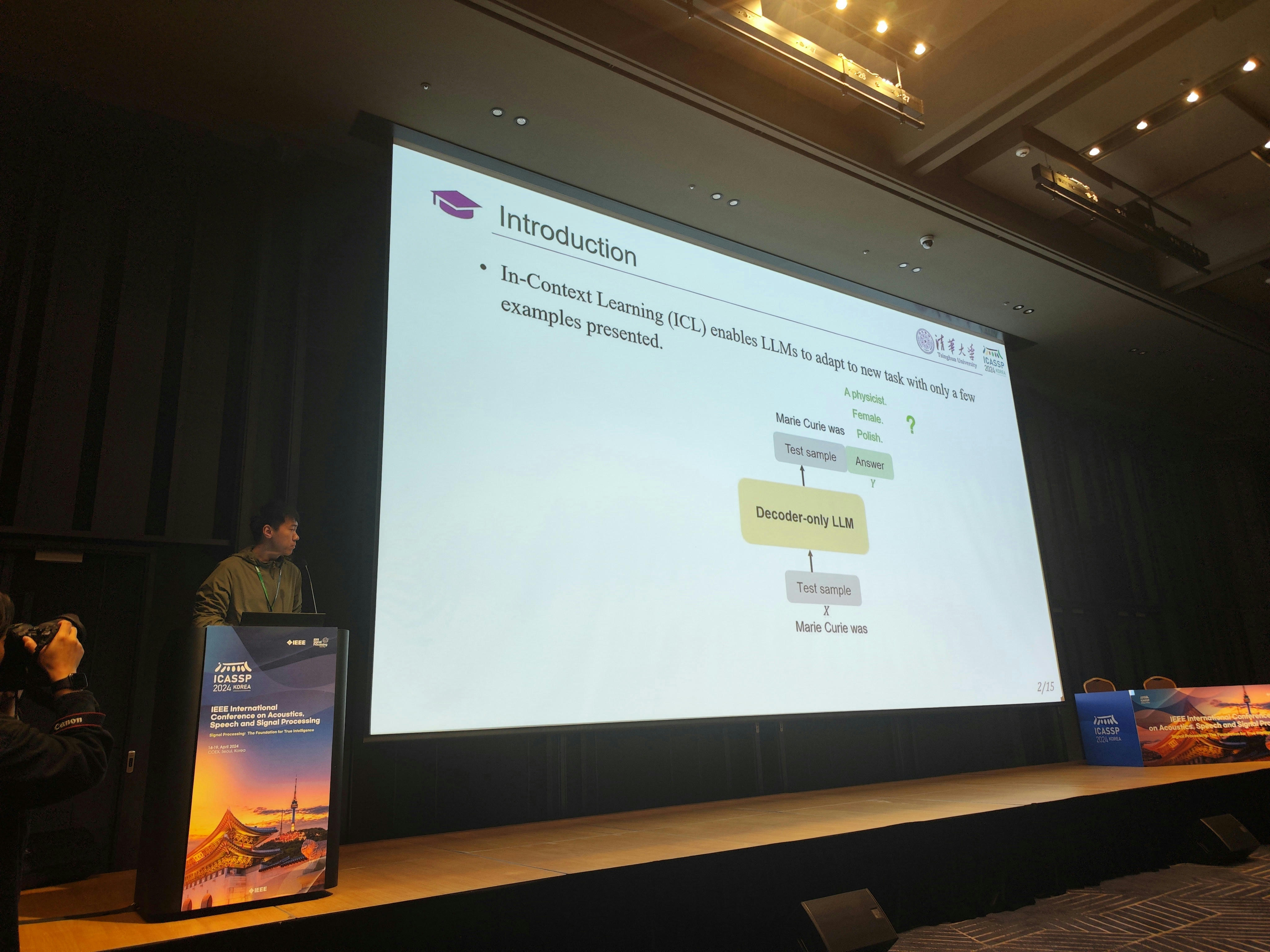 Delivering oral presentation at ICASSP 2024